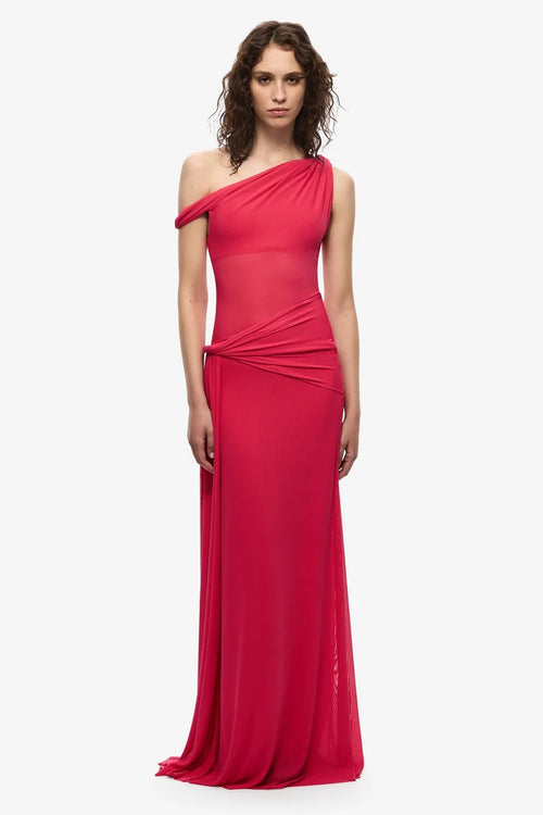 Misha Sisal Mesh Maxi Dress - Bright Rose
