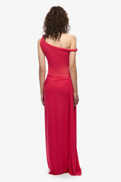 Misha Sisal Mesh Maxi Dress - Bright Rose