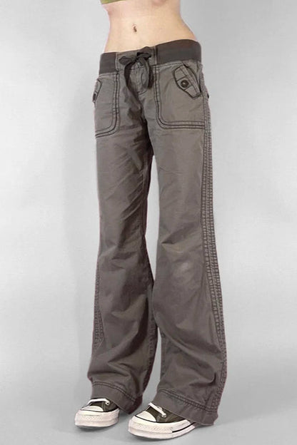 Multi Pocket Low Waist Bootcut Jeans