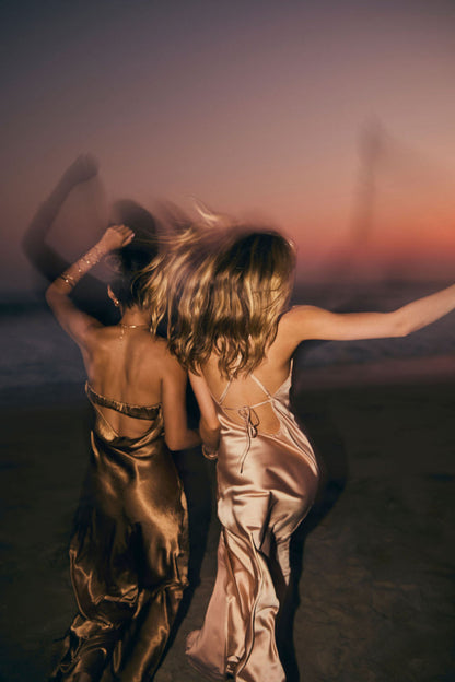 Natalia Bronze Strapless Maxi Dress