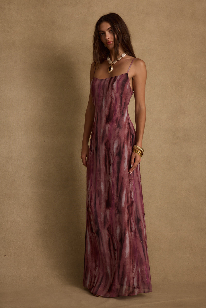 Nerissa Berry Chiffon Maxi Dress paired with complementary accessories for a polished look.