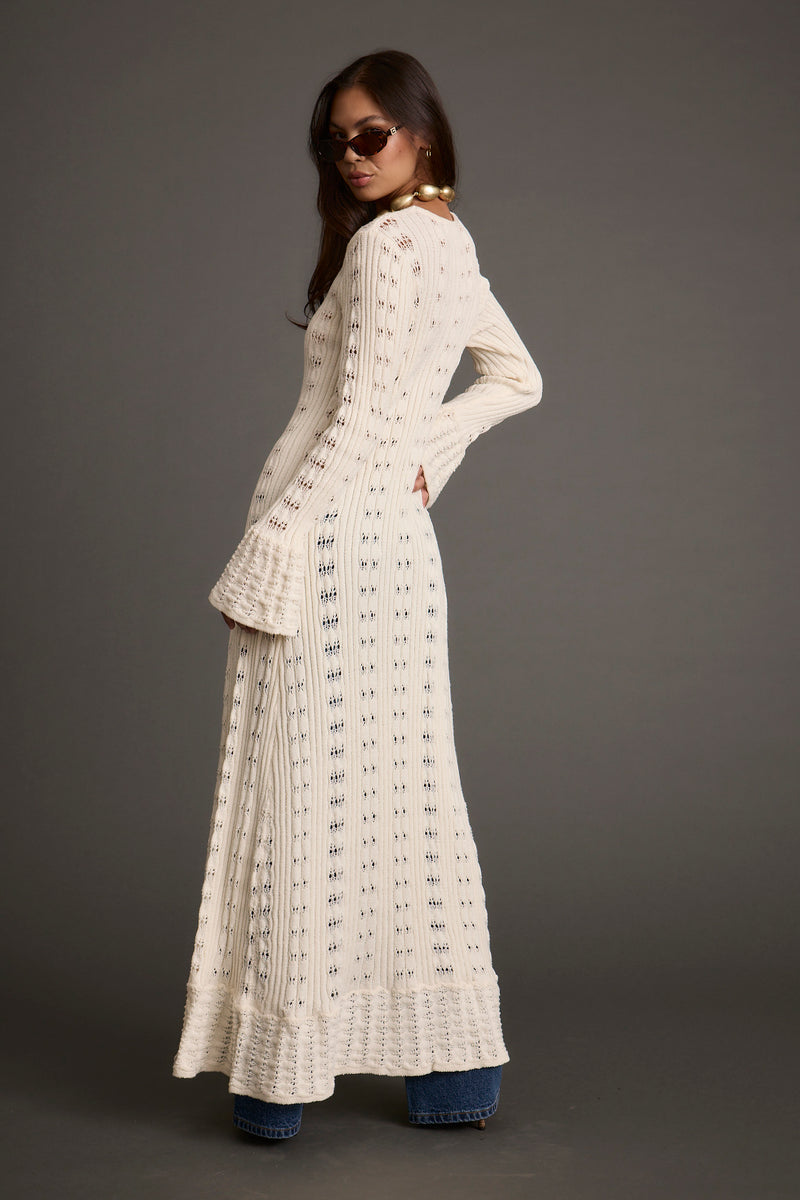 Additional view of the Nicoletta Cream Knit Longline Top from a different perspective.
