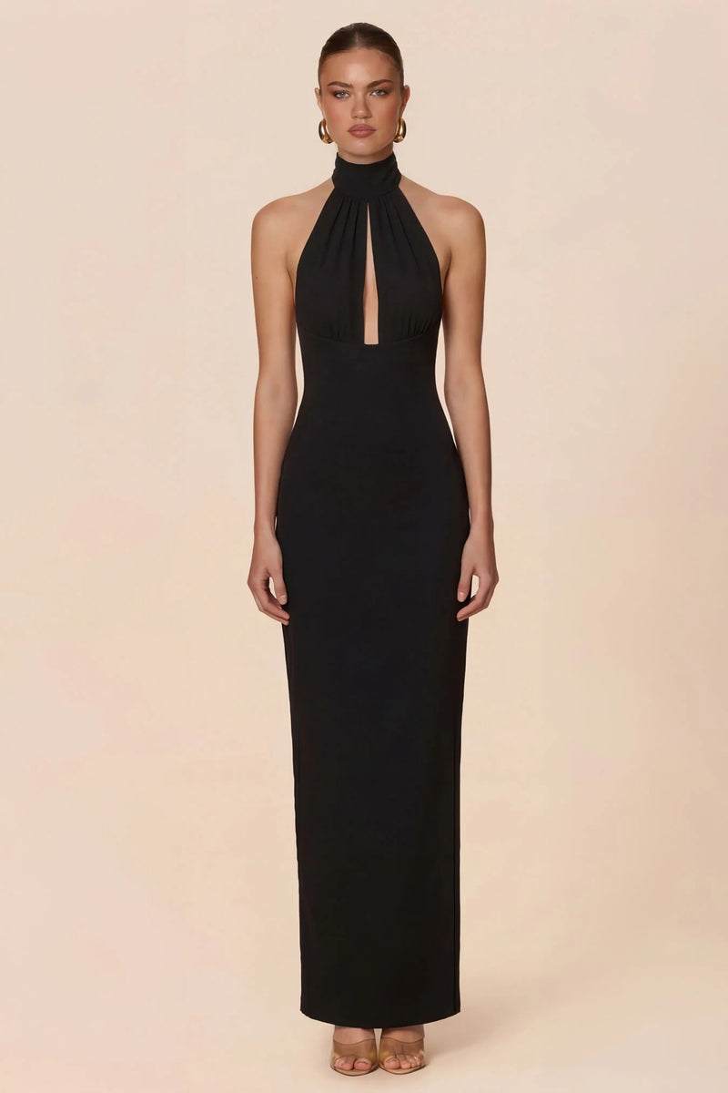 Nookie Martini Halter Gown - Black