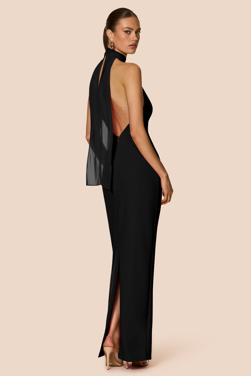 Nookie Martini Halter Gown - Black