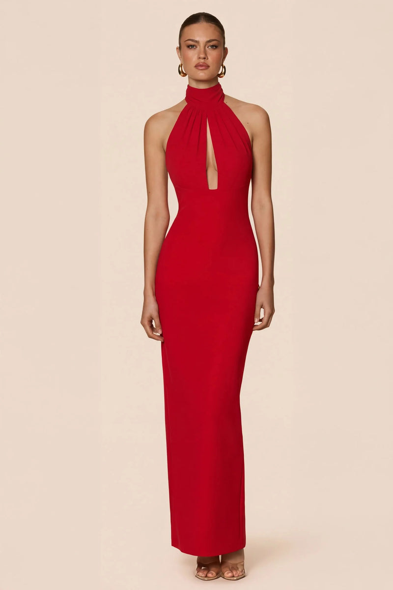 Nookie Martini Halter Gown - Red