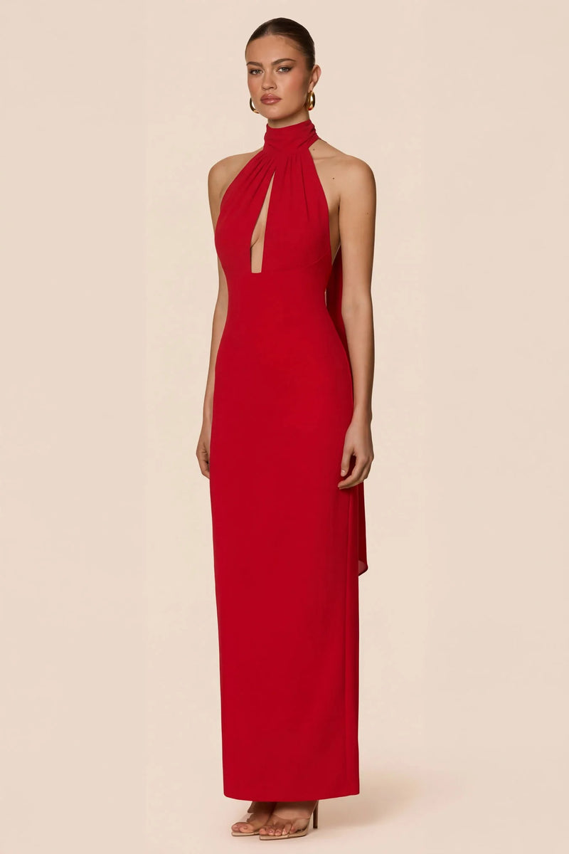 Nookie Martini Halter Gown - Red