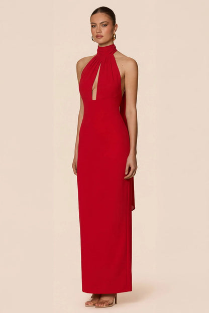 Nookie Martini Halter Gown - Red