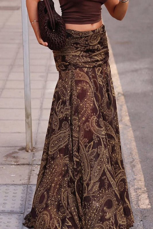 Paisley Print Bodycon Maxi Skirt