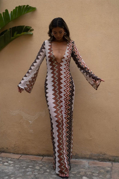 Palermo Crochet Plunge Maxi Dress