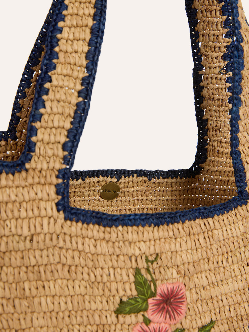 PLAGETTE beige raffia basket bag, interior view by Rouje