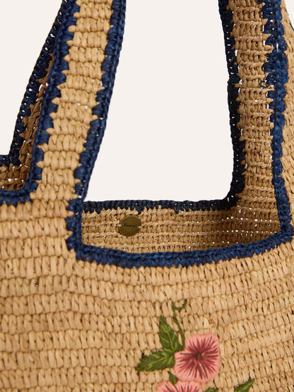 PLAGETTE beige raffia basket bag, interior view by Rouje