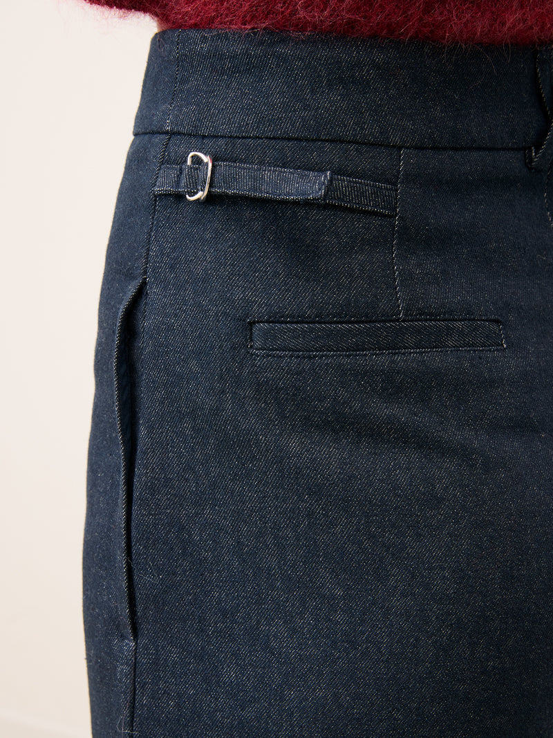 EUGENE denim high-waisted wide-leg trousers, side view by Rouje