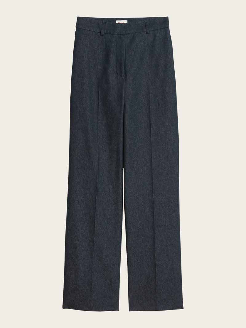 EUGENE denim high-waisted wide-leg trousers, flat packshot by Rouje