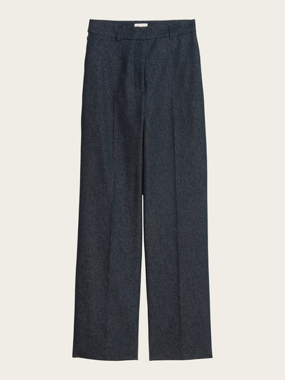 EUGENE denim high-waisted wide-leg trousers, flat packshot by Rouje