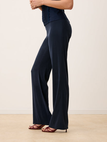GLENDA navy blue flowing pants, back view by Rouje