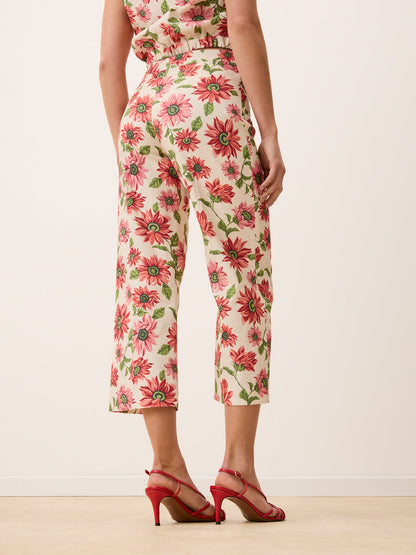 GONTRAN ecru floral cropped pants, detail of wide leg by Rouje