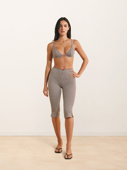 PABLITO black gingham capri pants, detail of picot trim by Rouje x Etam