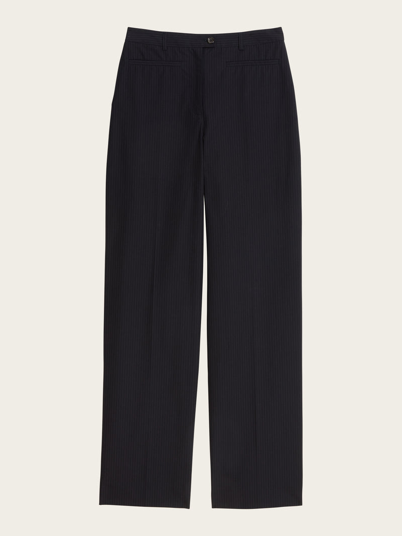 PATRICIO black striped straight cotton pants, lifestyle setting by Rouje