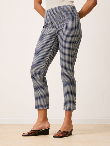 ZOLA navy blue checkers pants, back view by Rouje