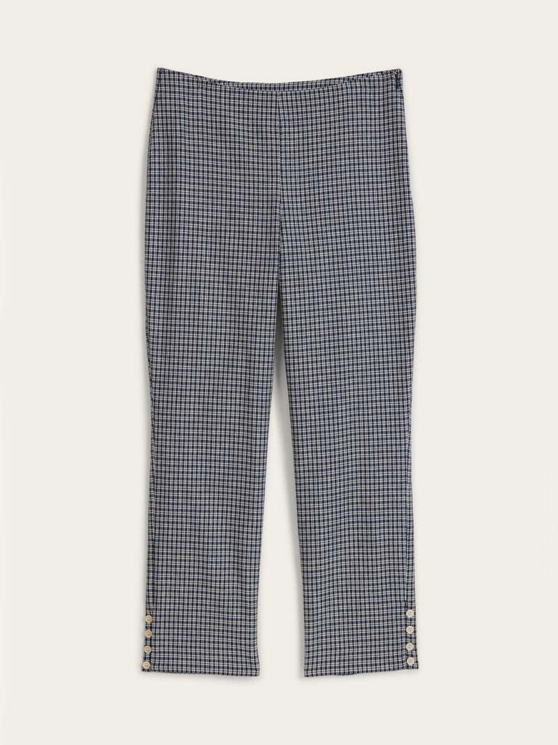 ZOLA navy blue checkers 7/8-length pants, flat packshot by Rouje