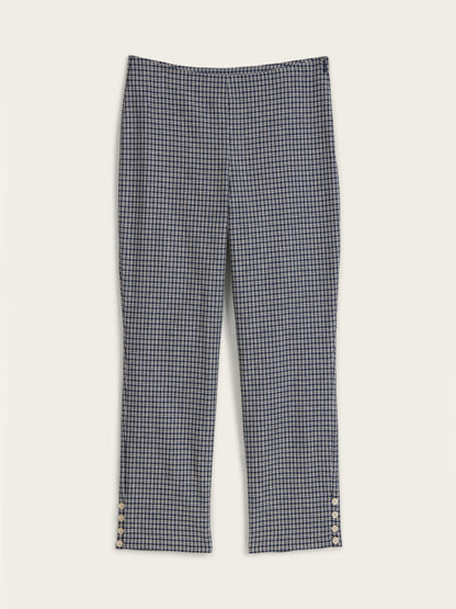 ZOLA navy blue checkers 7/8-length pants, flat packshot by Rouje