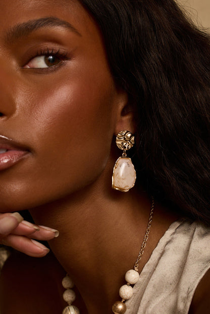 Piedra Stone and Gold Drop Statement Earrings