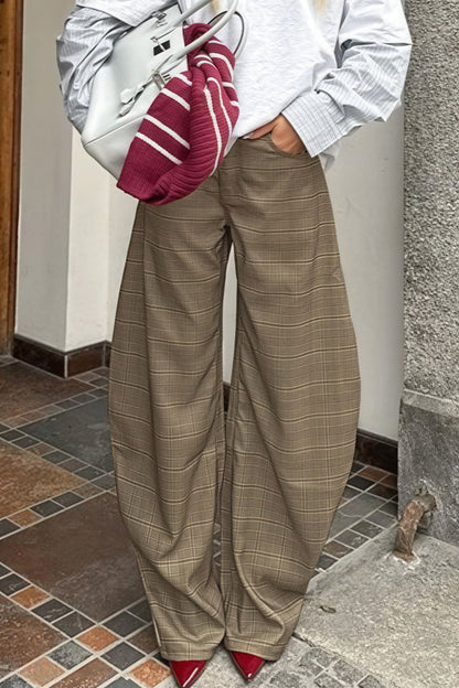 Plaid Elegant Loose Casual Pants