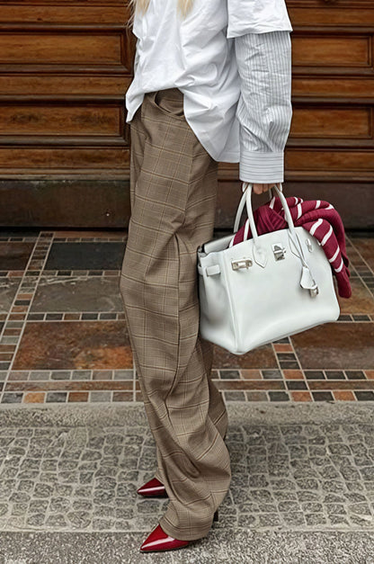 Plaid Elegant Loose Casual Pants