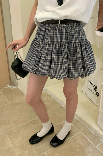 Plaid Tulip High Waist Mini Skirt
