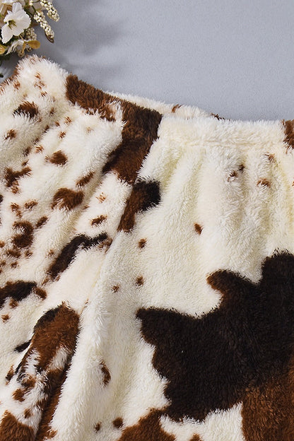 Playful Cow Print Fleece Relaxed Pants