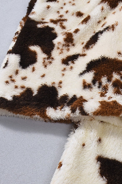 Playful Cow Print Fleece Relaxed Pants