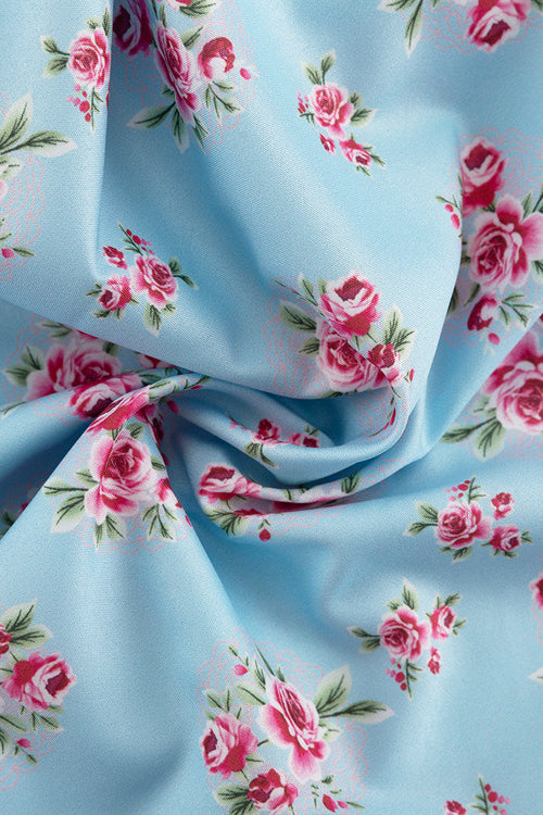 Puff Sleeve Collared High Waist Buttoned A Line Floral Dress