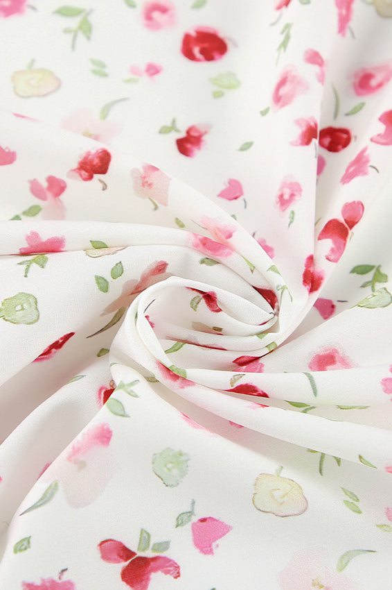 Puff Sleeve Slim Waist Long Floral Dress