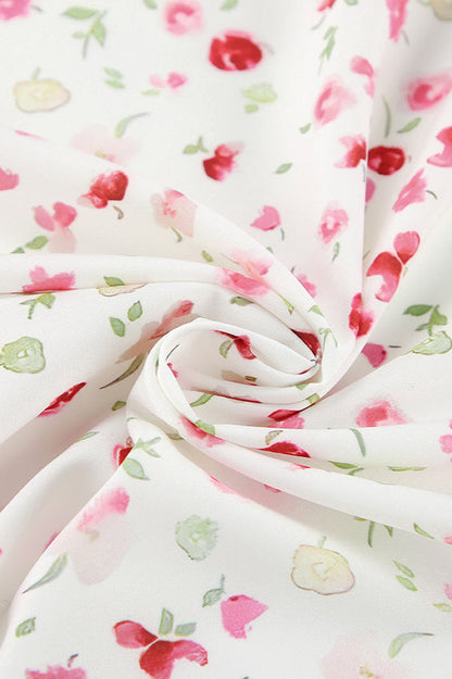 Puff Sleeve Slim Waist Long Floral Dress