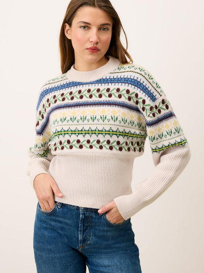 Front view of Ivy knit in jacquard ecru