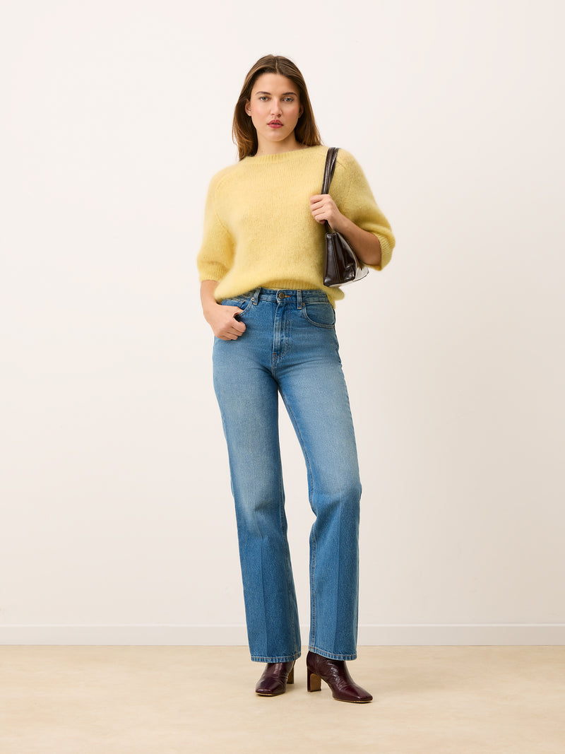 OLIVIA vanilla loose mohair sweater, front view by Rouje