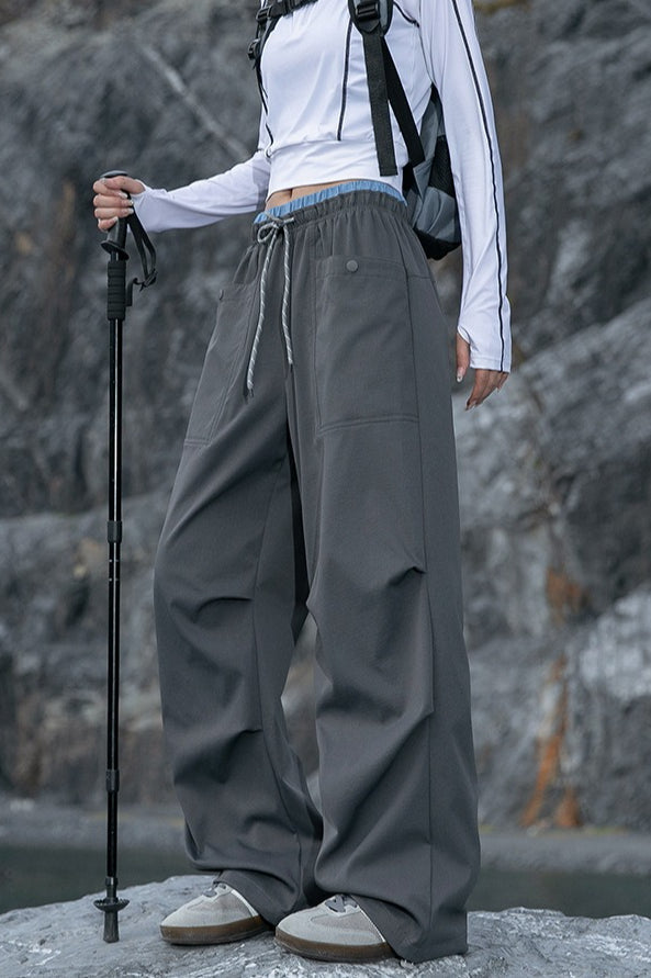 Quick Dry Cargo Wide Leg Cuffed Pants