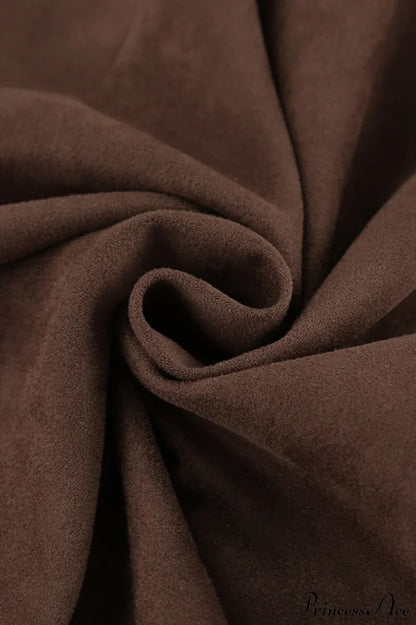 Retro Brown Suede High Waist Maxi Skirt