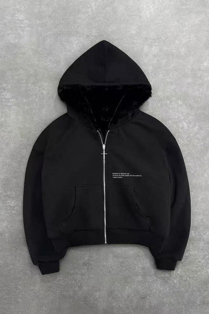 Reversible Vintage Leopard Zipper Hoodie
