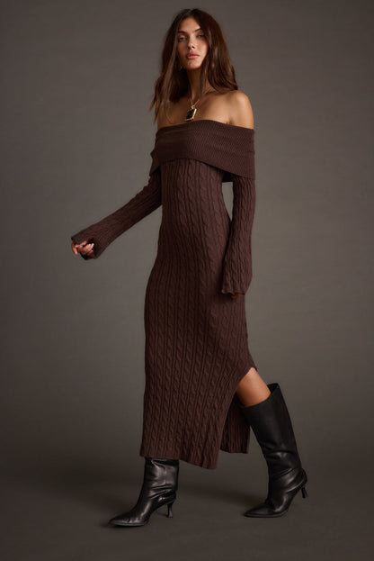 Additional view of the Rhiannon Espresso Sweater Maxi Dress from a different perspective.