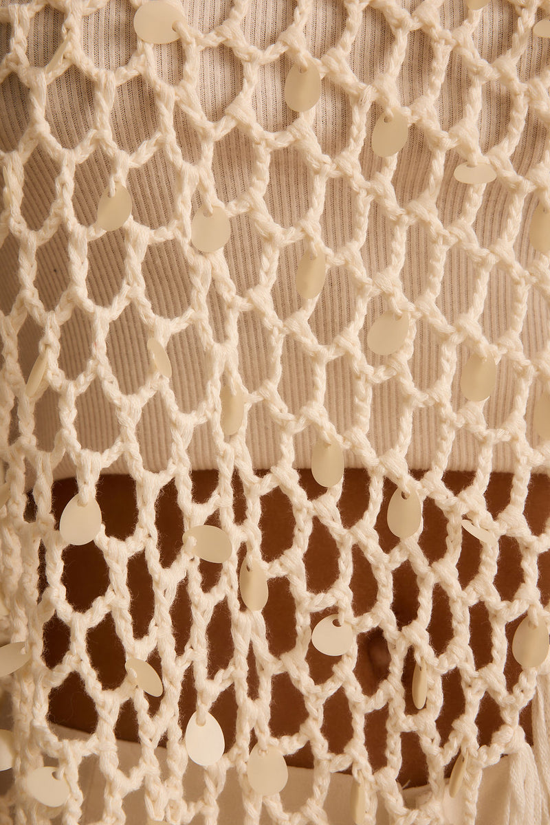Rianne Ivory Sequin Crochet Shawl