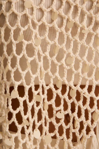 Rianne Ivory Sequin Crochet Shawl
