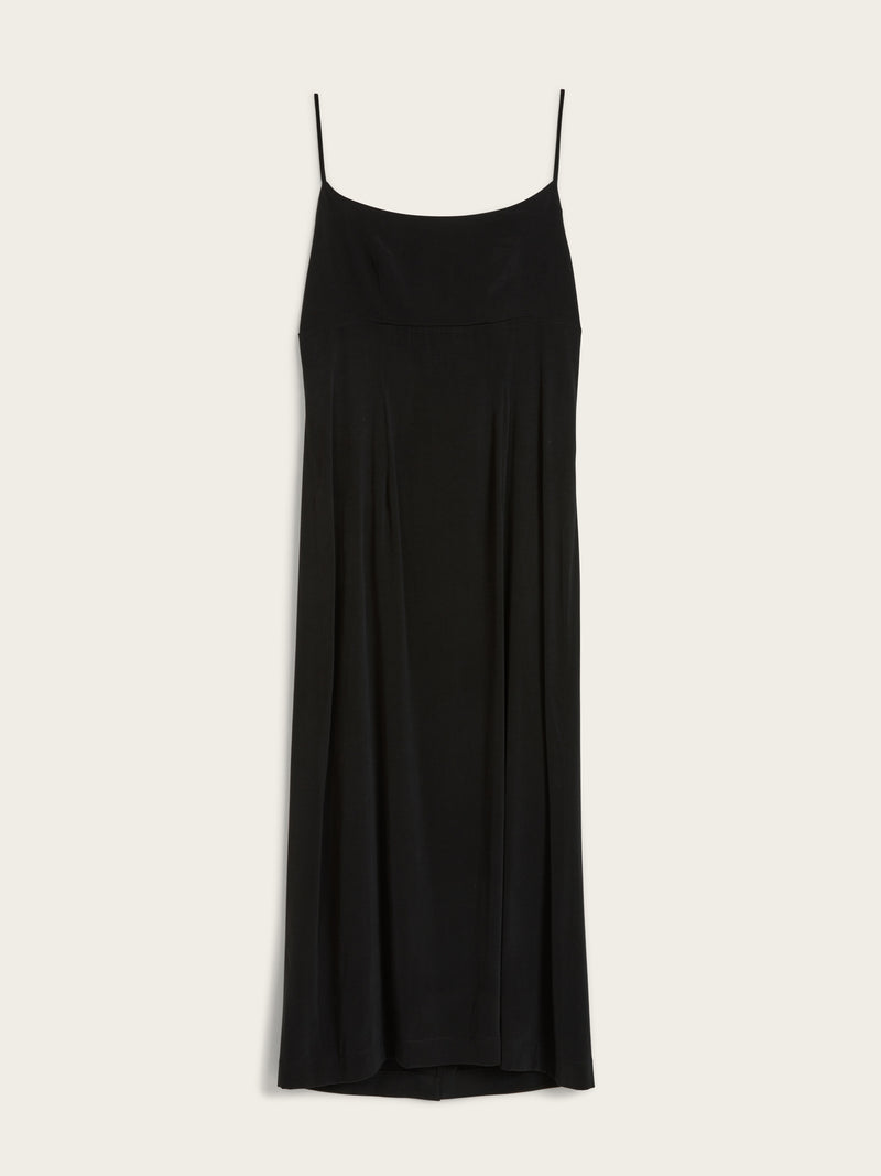 ANNICK black spaghetti strap midi dress, flat packshot by Rouje