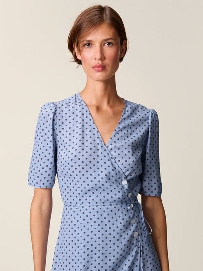 GABIN polka dot wrap dress, back view by Rouje
