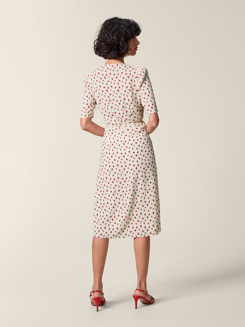 Back view of Gabin women's floral print tied at the waist.