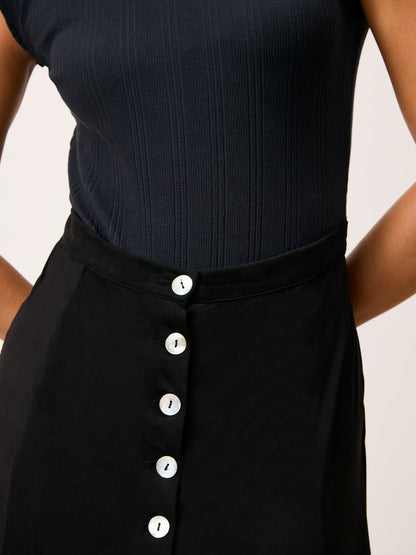 MAMBO dark blue 2-in-1 knit midi dress, back view by Rouje