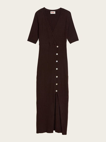 MILA chocolate jumper dress, flat packshot by Rouje