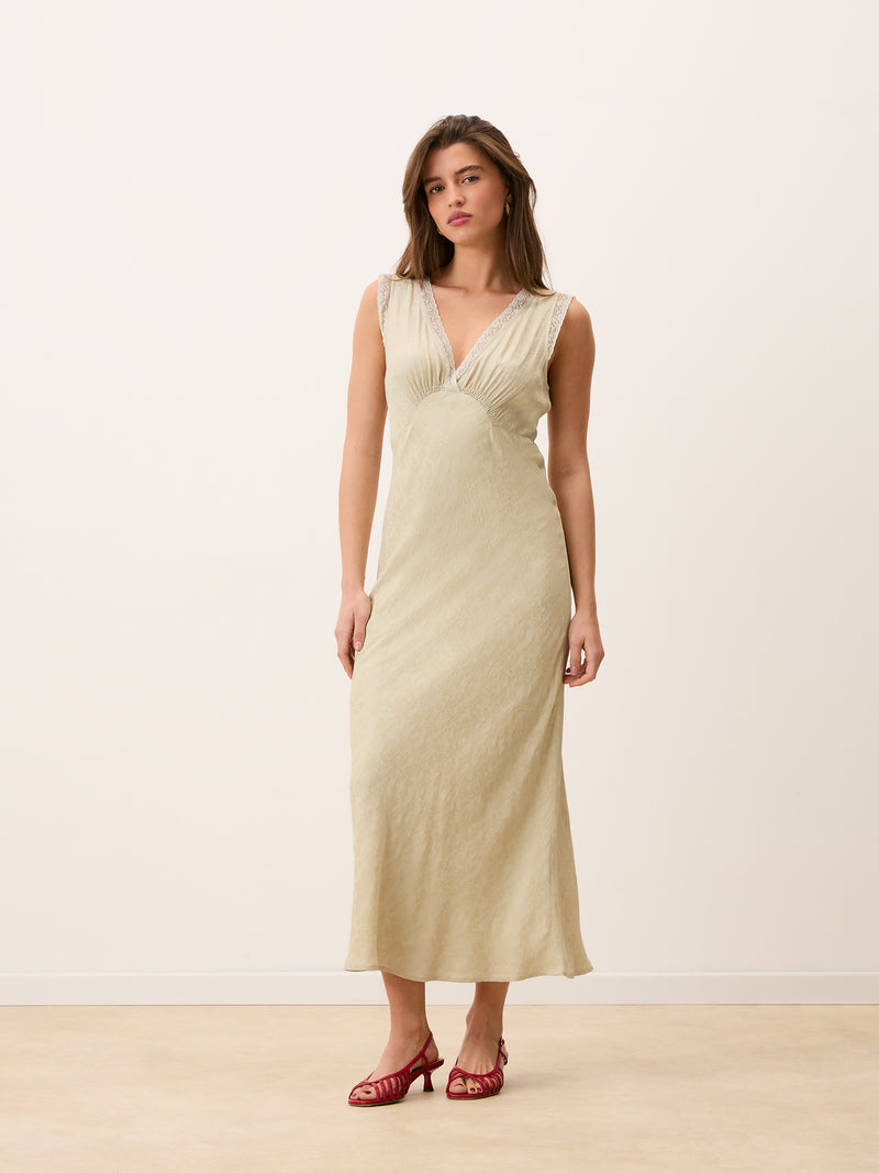 MINETTE ecru lace sleeveless midi dress, additional view by Rouje