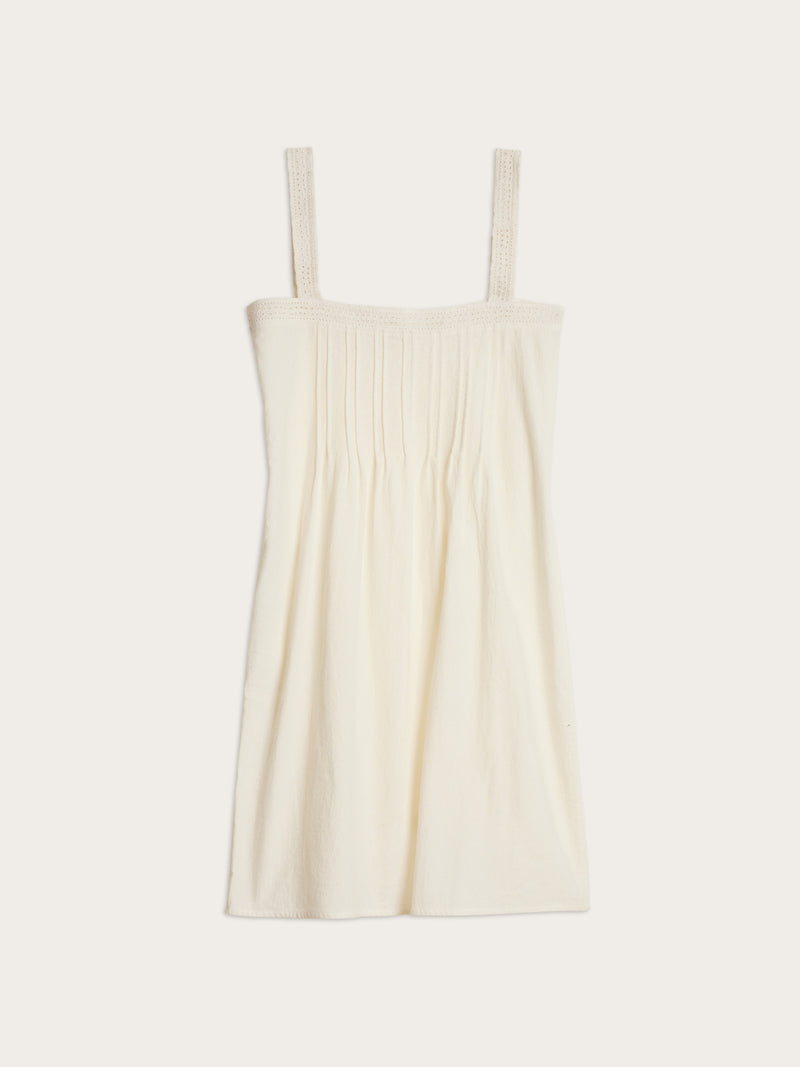 Rachel white short cotton voile strap dress, flat packshot