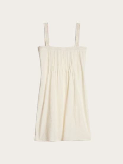 Rachel white short cotton voile strap dress, flat packshot